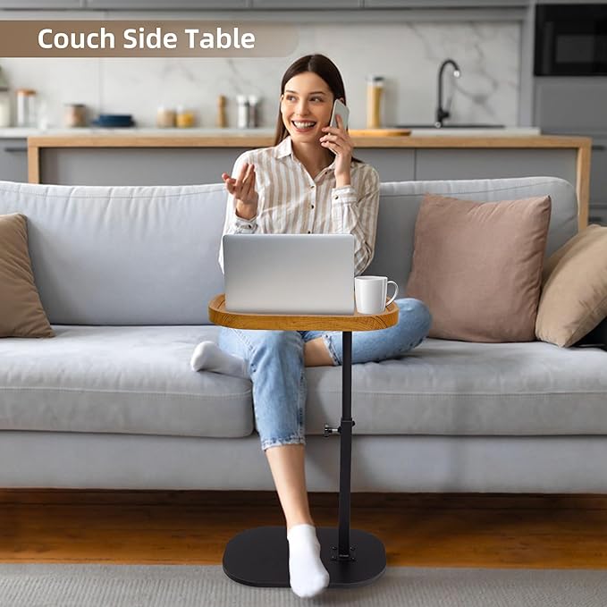 Aoligrace End Table Adjustable Height, 360°Swivel TV Tray C Table - Image 4