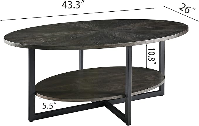 Solid Wood Oval Coffee Table - Image 2