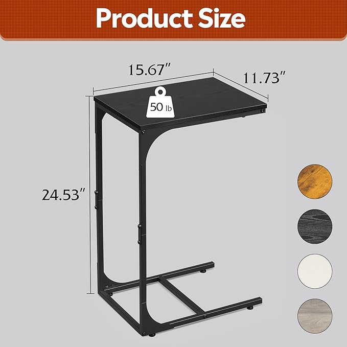WLIVE C Shaped End Table, Small Couch Side Tables - Image 3