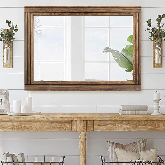 YOSHOOT Hand-Made Wooden Spliced Wall Mirror - Image 5