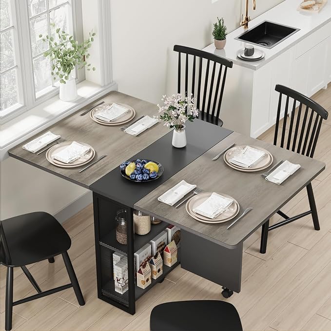 IDEALHOUSE Folding Dining Table, Drop Leaf Dining Table - Image 4