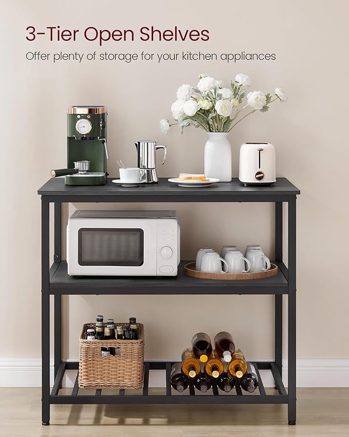 VASAGLE Kitchen Island with 3 Shelves, 39.4 Inches Width Kitchen Shelf with - Image 4