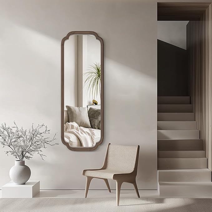 WallBeyond Full Length Mirror Wall Mounted 43"x16", Rustic Wooden Frame Floor - Image 6