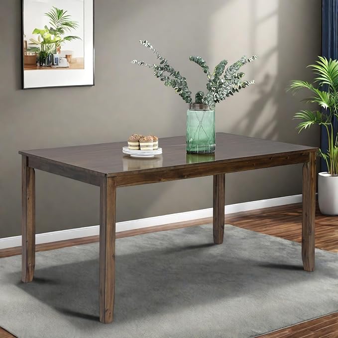 Dining Table for 4, Wooden Rectangular Kitchen Table - Image 7