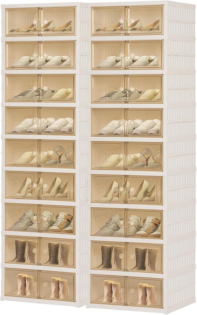 Foldable Shoe Organizer Storage Box, Portable Extra Large Folding Shoe Rack by Tykacna