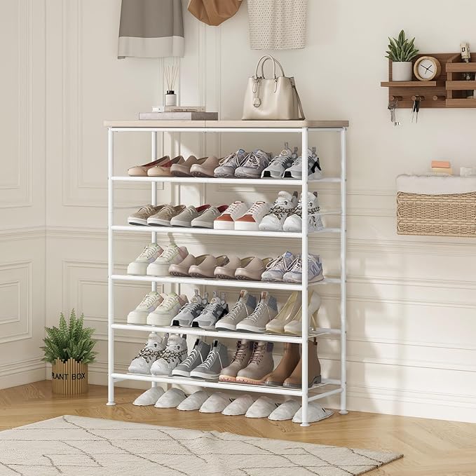 Shoe Rack Organizer 6 Tier for Closet Entryway Free Standing Metal Storage Shoe - Image 5