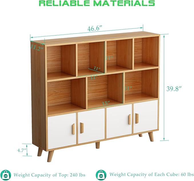 Cubby Shelf Bookcase with Doors - Image 2