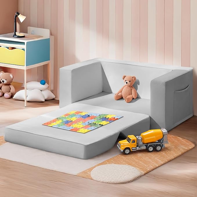Kids Couch, 2-in-1 Toddler Chair Comfy 1-3 Years, Convertible Kids Chair - Image 8
