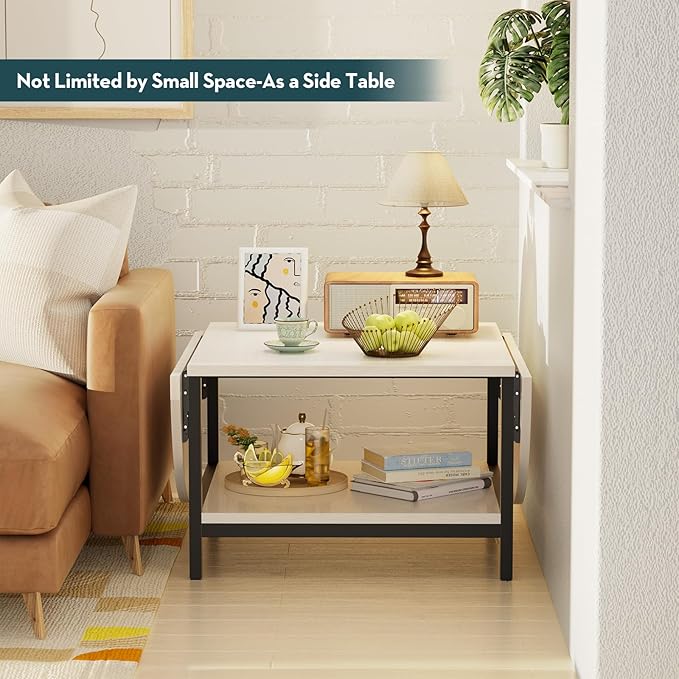 SAYGOER Modern Coffee Table White Extended Coffee Tables - Image 7