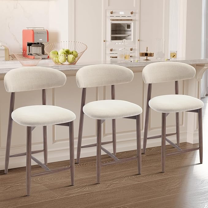 COLAMY Counter Height Bar Stools Set of 3, Upholstered Barstools by COLAMYINC