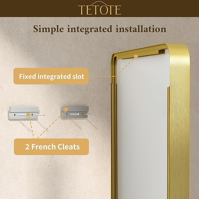 TETOTE 22 x 30 Gold Bathroom Mirror Brushed Gold Metal Framed Vanity Mirror - Image 6