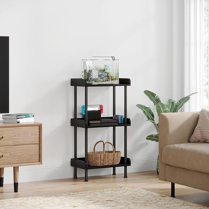 Hosfais Bookshelf Small Book Shelf, 3 Tier Wood Bookcase Industrial Bookshelf - Image 2
