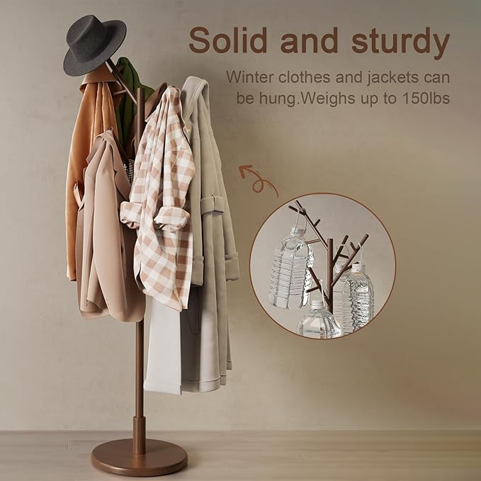 Coat Rack, Solid Wood Coat Rack Freestanding - Image 6