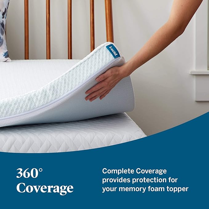 LUCID 4 Inch Gel Memory Foam Topper and LUCID Zippered Enclosure Mattress - Image 4