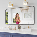 Bathroom Mirror, 30X55 Inch Black Metal Framed Mirror by KOONMI