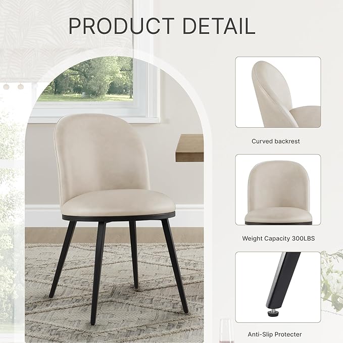 Dining Chairs Set of 6, Faux Leather Upholstered Dining Room Chairs - Image 5