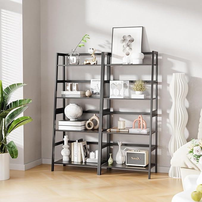 HITNET Ladder Shelf Black, 4-Tier Bookshelf, Freestanding Bathroom Storage Rack - Image 7