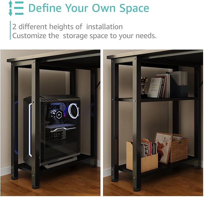 Lufeiya Gaming Desk with 4 Fabric Drawers & Storage Shelves, 63 inch Computer - Image 7