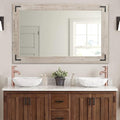 YOSHOOT Rustic Wooden Framed Wall Mirror, Natural Wood Bathroom Vanity Mirror by YOSHOOT