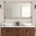 YOSHOOT Rustic Wooden Framed Wall Mirror, Natural Wood Bathroom Vanity Mirror by YOSHOOT
