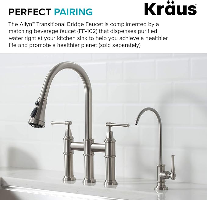 KRAUS Allyn Transitional Bridge Kitchen Faucet - Image 9