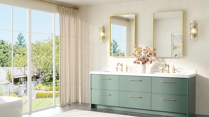 TETOTE Gold Vanity Mirror 20 x 30 Brushed Gold Metal Framed Vanity Mirror - Image 8
