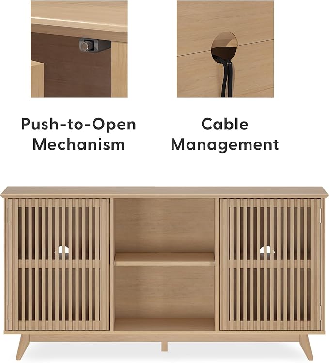 Plank+Beam Mid-Century Modern Wood TV Stand, Solid Wood Entertainment Console - Image 5