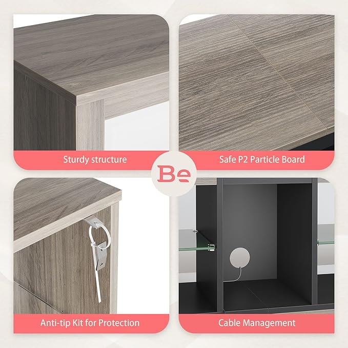 Bestier Entertainment Center LED Gaming TV Stand - Image 6
