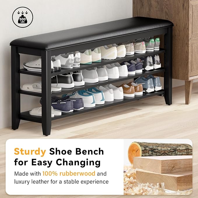 Shoe Bench Storage Rubberwood - Image 4