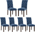 COLAMY Button Tufted Dining Chairs Set of 6, Parsons Upholstered Fabric Dining by COLAMYINC