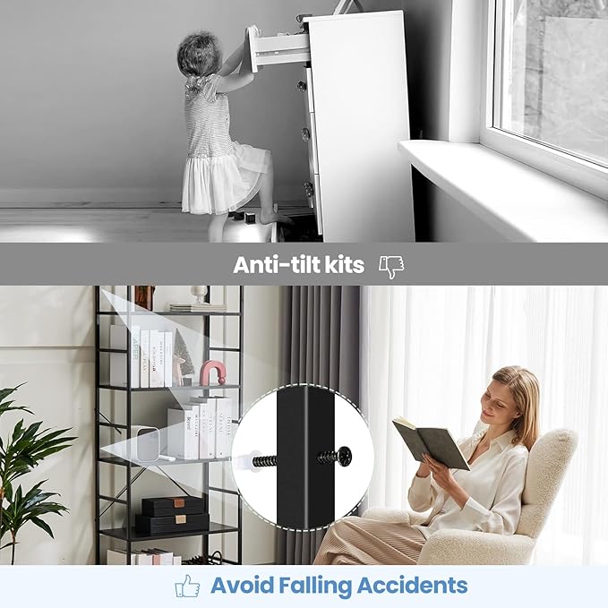 DUMOS 5 Tier Book Shelf Tall Modern Bookcase Set of 2 - Image 7