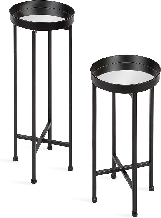 Kate and Laurel Celia Modern Side Table; Set of 2; Black; Sophisticated Metal by KateandLaurel
