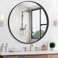 Black Round Mirror 39 inch Deep Frame Circle Mirror, Metal Frame Round Bathroom by WelcometoCIVENO