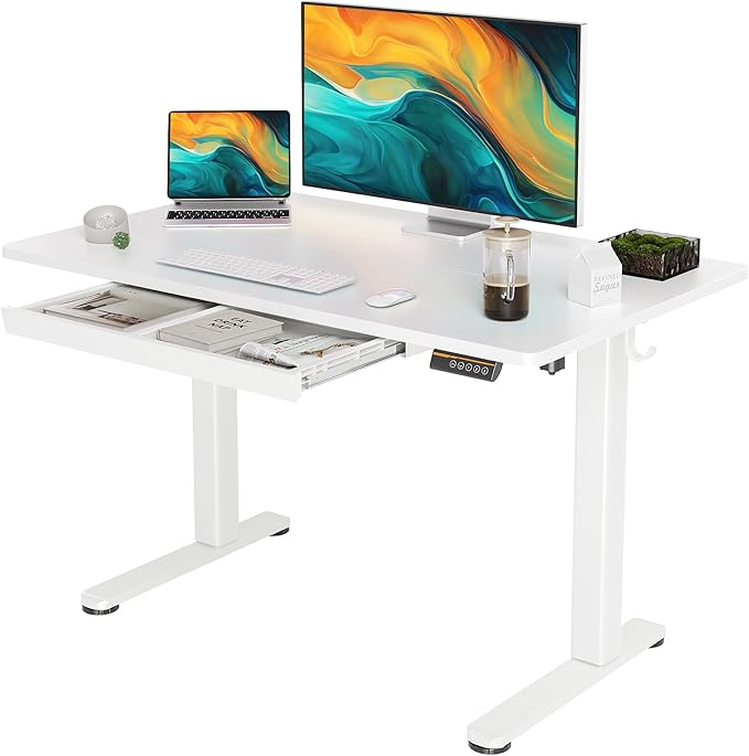 YDN Standing Desk with Drawers, 48 x 24 Inch Electric Adjustable Height Stand by YDN