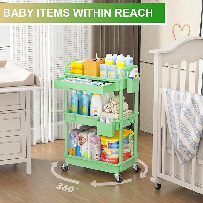 Goovilla 3 Tier Rolling Utility Cart Organizer - Image 6