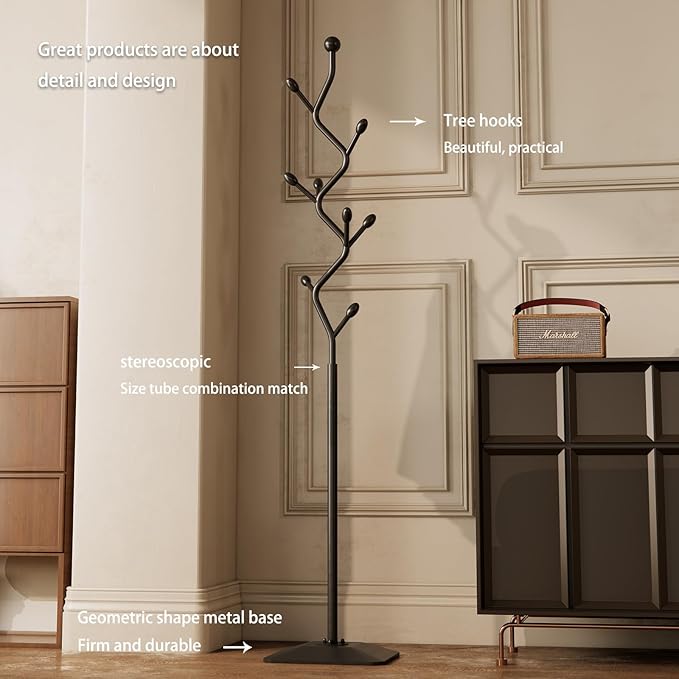 Tree-shaped coat rack stand, Metal coat tree - Image 6