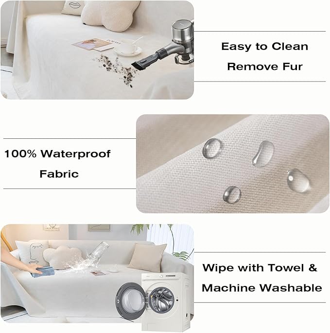 STACYPIK Waterproof White Couch Cover, Anti-Scratch Pet Protector - Image 8