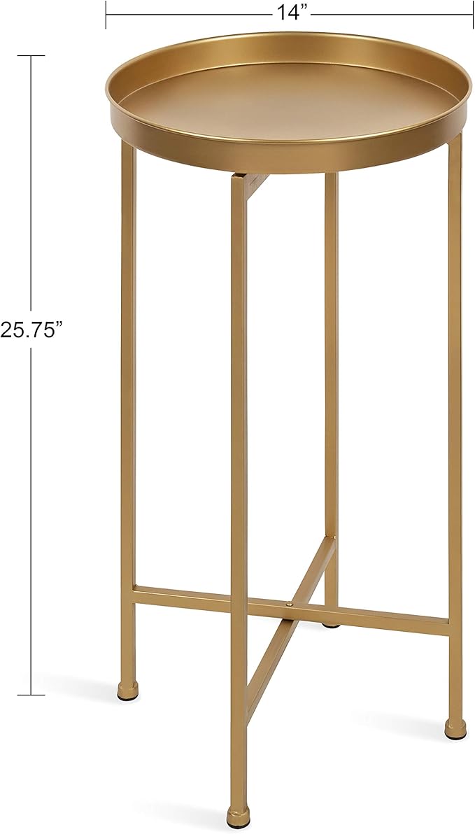 Kate and Laurel Celia Round Metal Foldable Accent Table - Image 3
