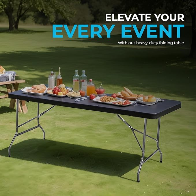Simpli-Magic 8ft Portable Plastic Folding Table – Indoor & Outdoor Heavy-Duty - Image 2