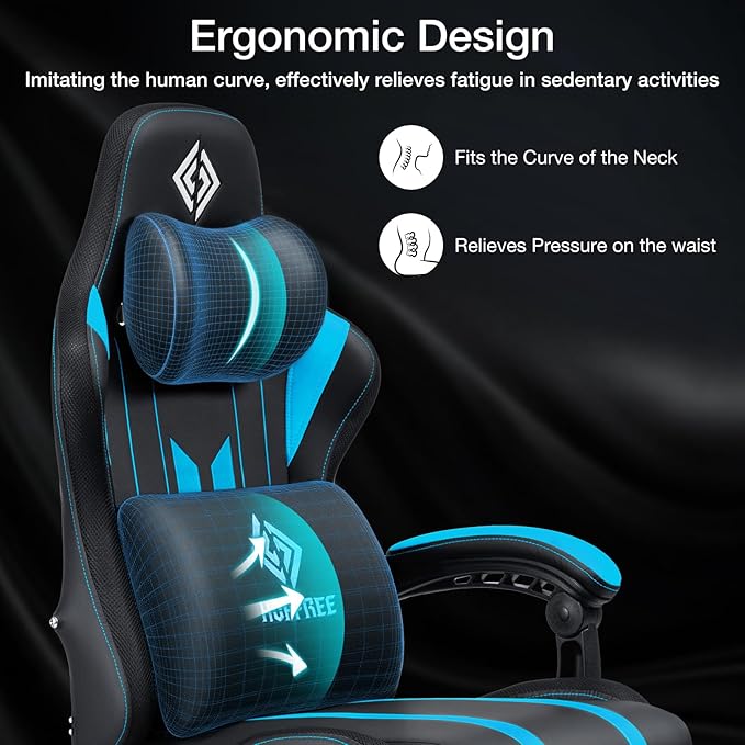 HOFFREE Gaming Chair with Music Rhythm RGB LED Lights and Bluetooth Speakers - Image 6