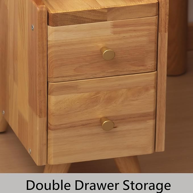 Small Nightstand, Narrow Nightstand, Solid Slim Wood Night Stand - Image 4