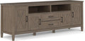 SIMPLIHOME Ela SOLID WOOD 72 inch Wide Transitional TV Media Stand in Smoky by SimpliHome