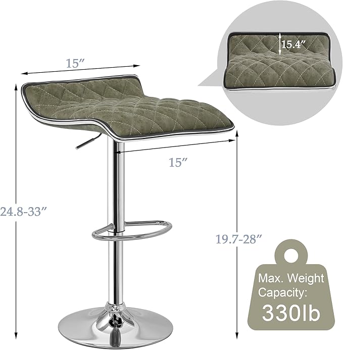 VECELO Adjustable Bar Stools Set of 2, Bar Height Stools - Image 3