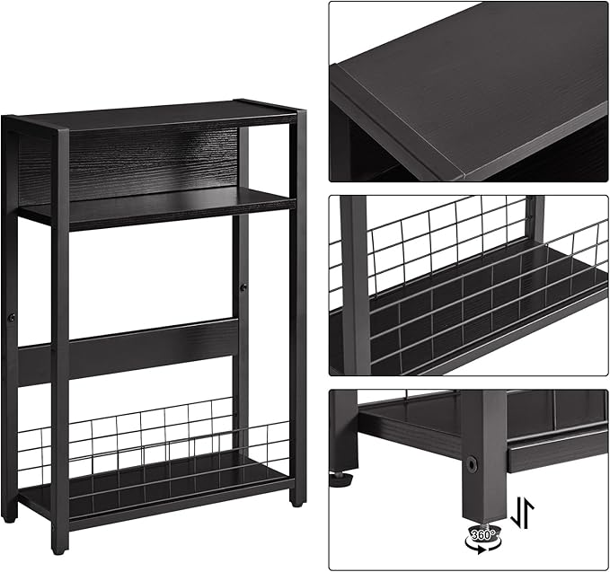 IBUYKE Narrow Side Table with Storage Shelf, 3 Tier End Table, Modern Sofa Table - Image 7