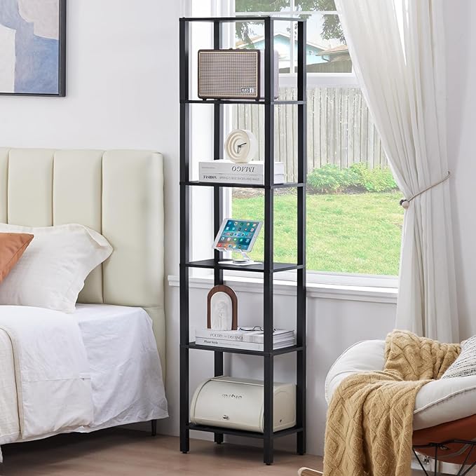 66in Tall Bookshelf 6-Tier Small Narrow Bookcase, Skinny Book Shelf - Image 7