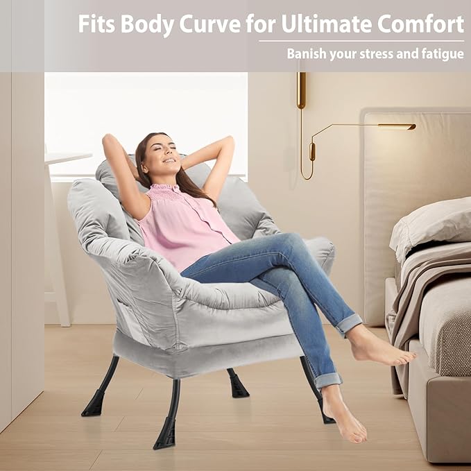 Lazy Chair Thick Padded, Comfy Velvet Accent Lounge Chair - Image 5