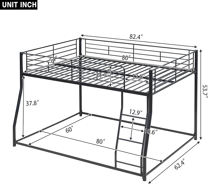 Full XL Over Queen Metal Floor Bunk Bed - Image 2