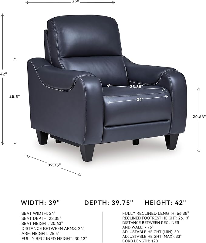 Signature Design by Ashley Mercomatic Contemporary Leather Match Wall Hugger - Image 3