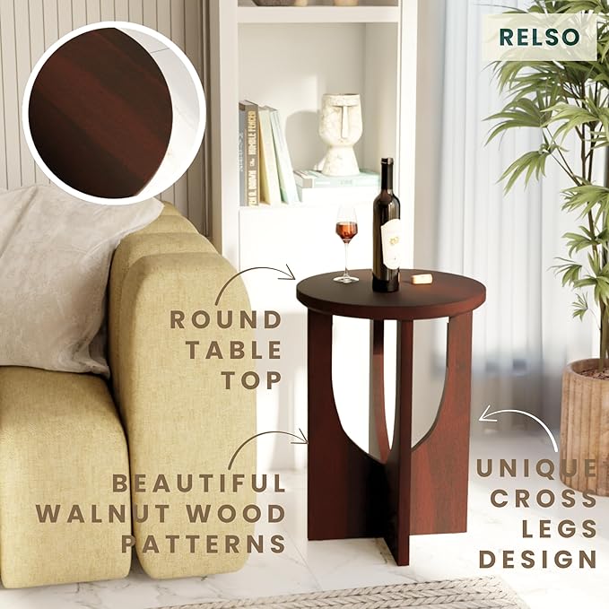 Relso Stupa Solid Wood End Table – 22" Tall Round Side Table - Image 4