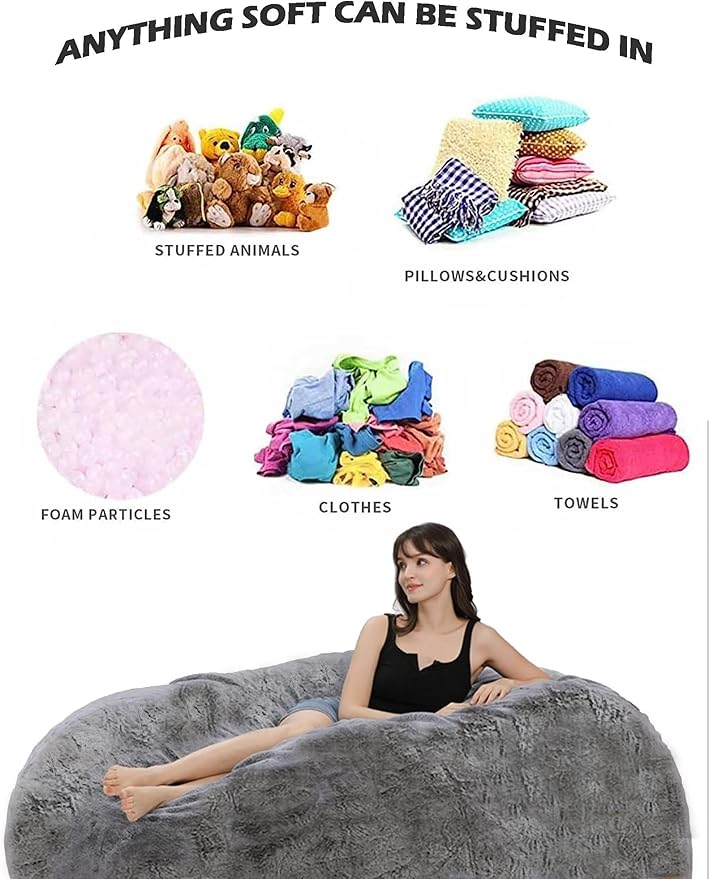 Bean Bag Chairs for Kids Comfy Fluffy Big Joe Bean Bag Chair Cover Without - Image 5